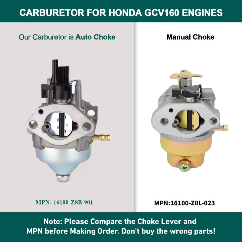 Huztl 16100-Z8B-901 BB76A A Carburetor (Auto Choke) for Honda GCV160 GCV160LAO S3B NH1 GCV160LA1 S3B GCV160LA0 S3LB HRR2169VKA HRR216K9VKAA HRR216K10VKAA for Hus-qvarna 7021P HU700F Lawn Mower - Image 4